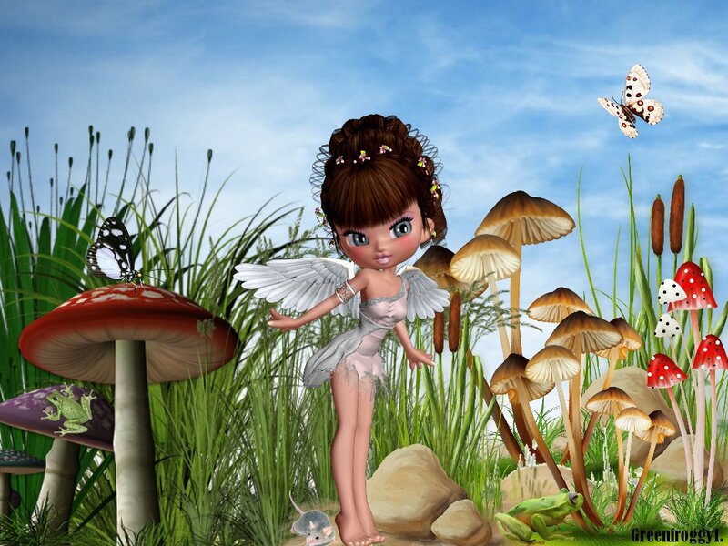 Fairy in a Mushroom Forest — Green, Whimsical