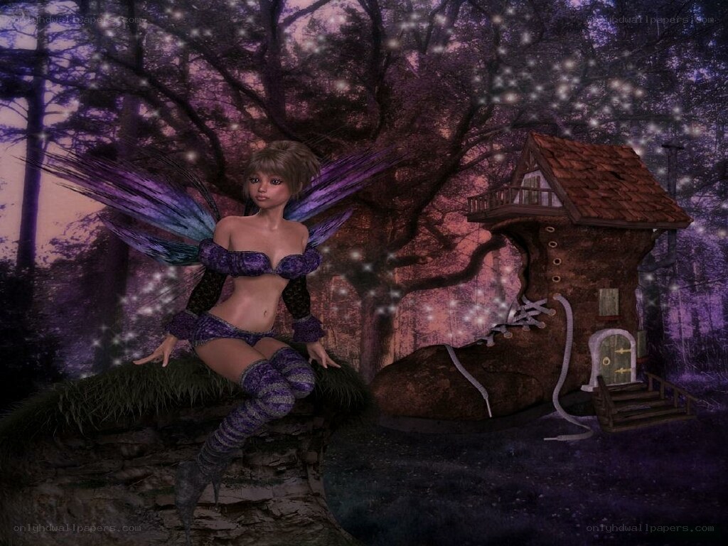 Fairy in a purple forest