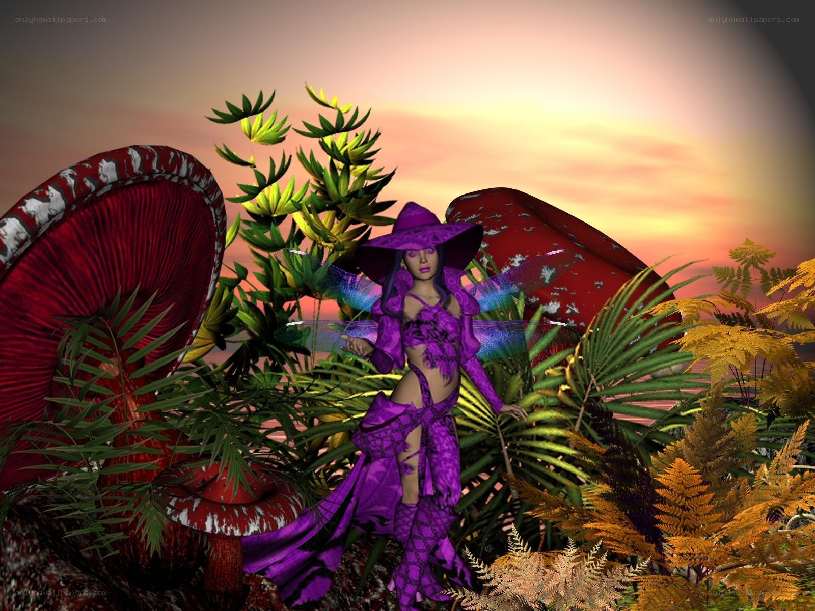 Fairy in a purple forest