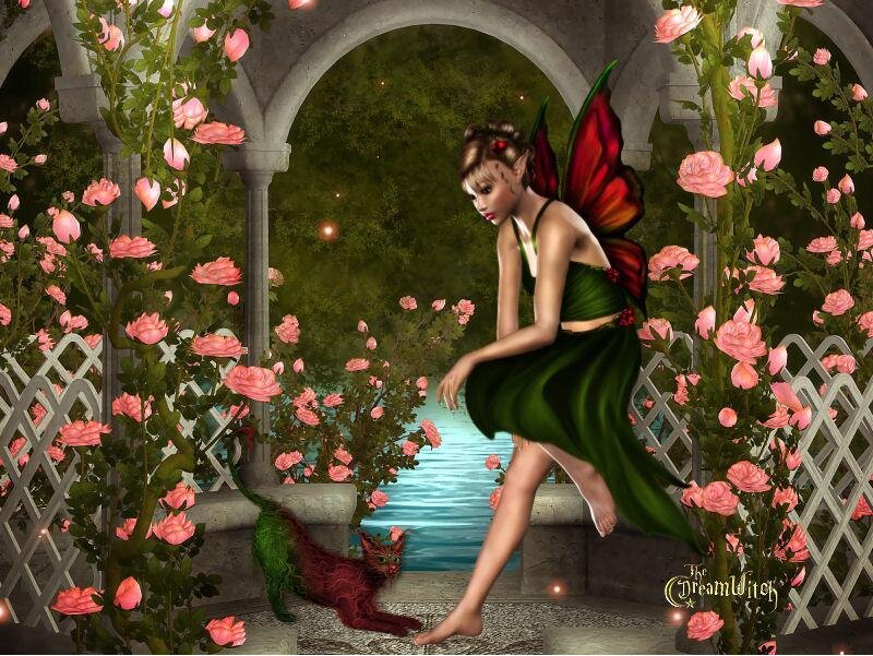 Fairy in a rose garden