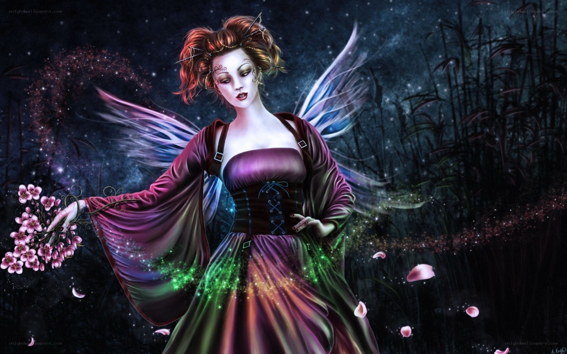 fairy in a starlit forest
