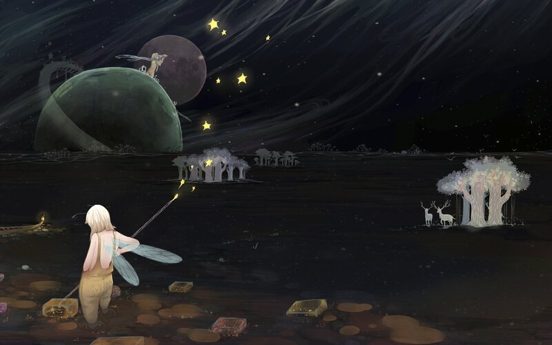 fairy in a starlit landscape