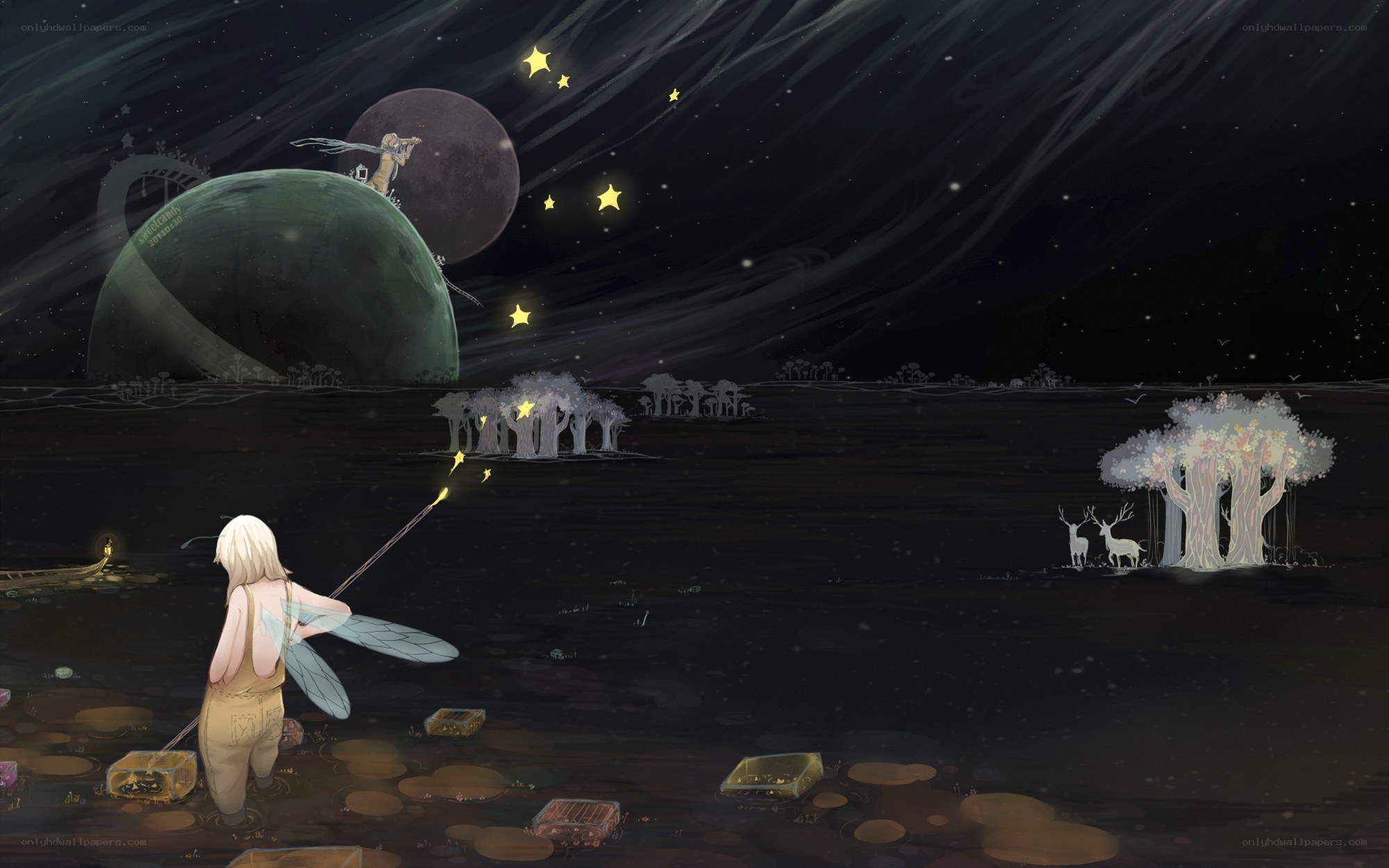 fairy in a starlit landscape