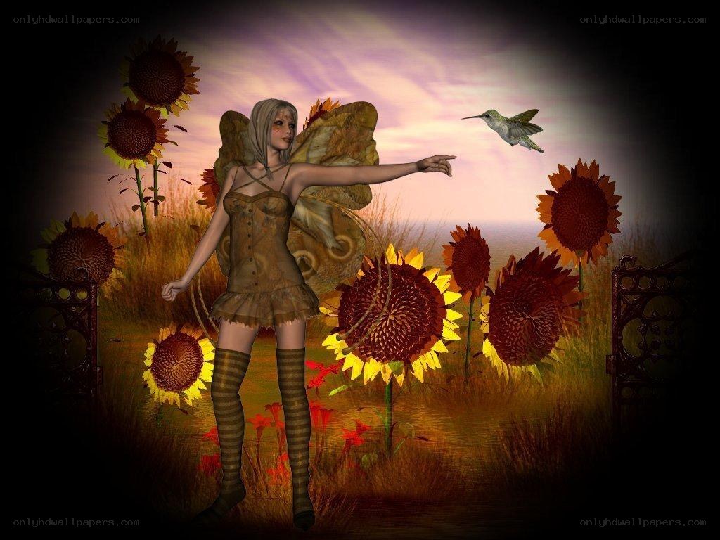Fairy in a sunflower field