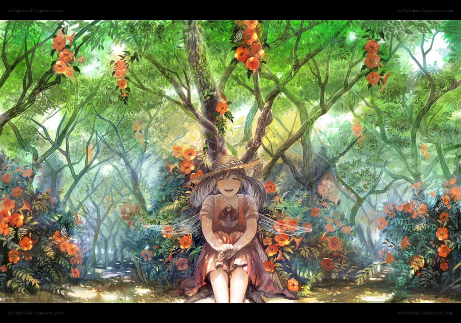 Fairy in a sunlit forest
