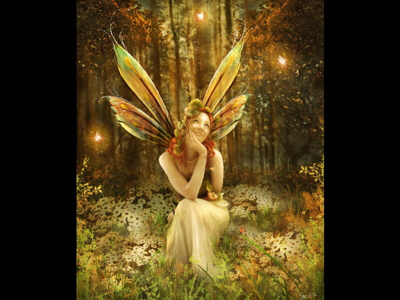 Fairy in a sunlit forest