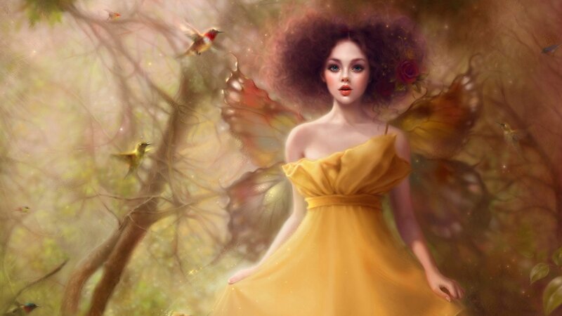 fairy in a yellow dress