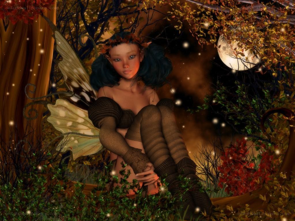 Fairy in autumn forest