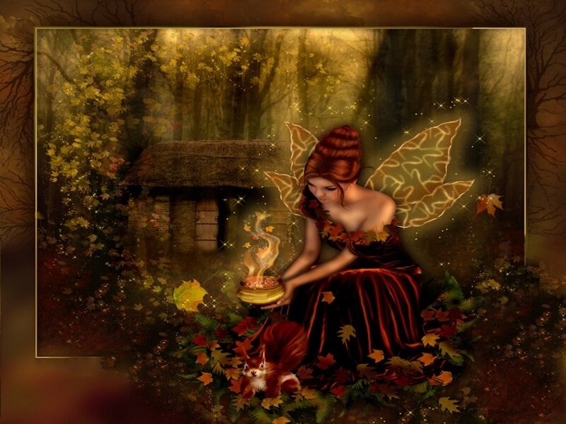 Fairy in autumn forest