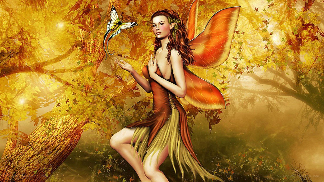 Fairy in autumn forest