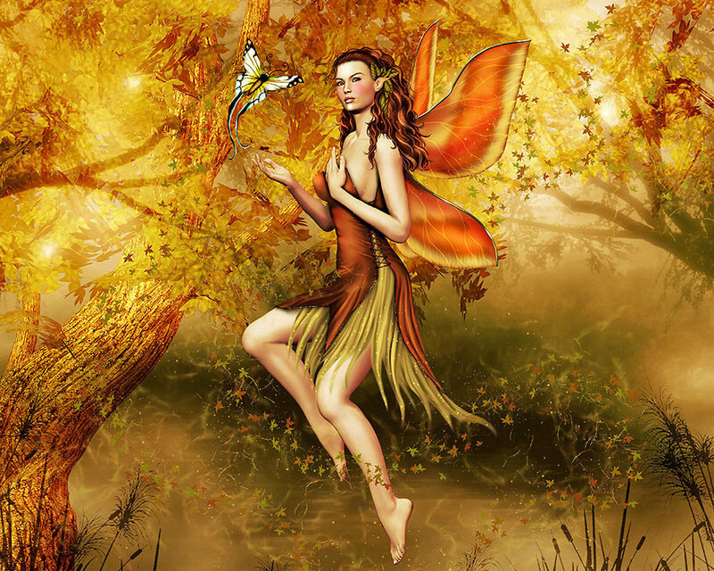 Fairy in autumn forest