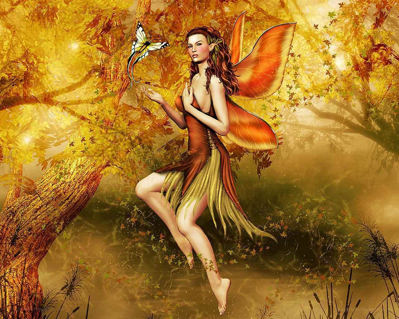 Fairy in autumn forest