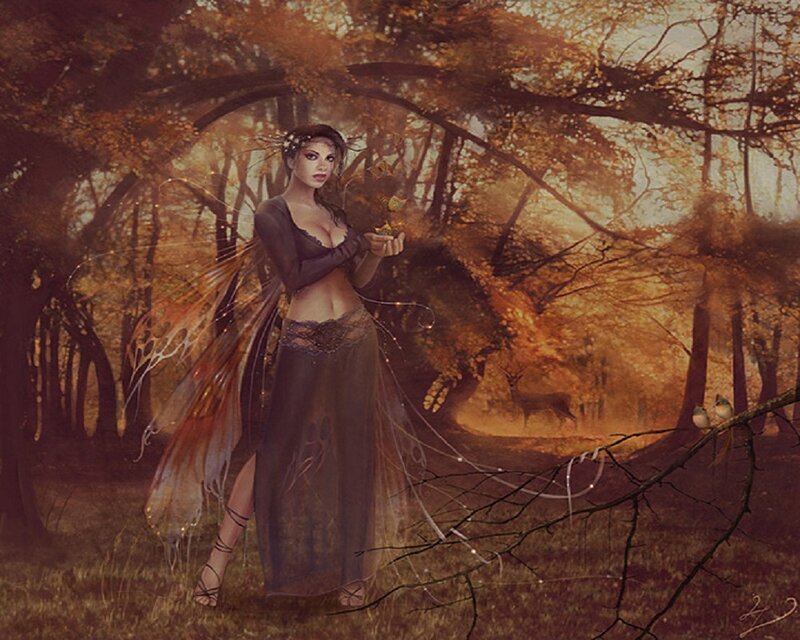 Fairy in Autumn Forest — Brown