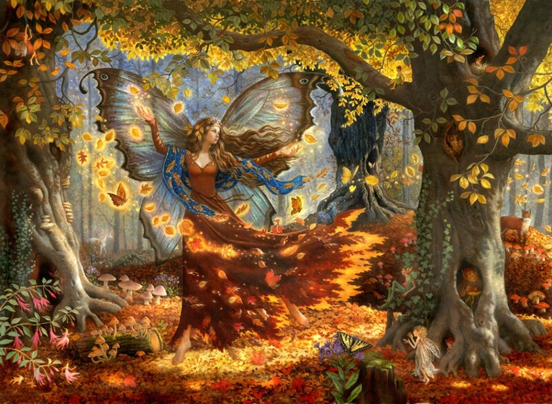 Fairy in Autumn Forest — Gold