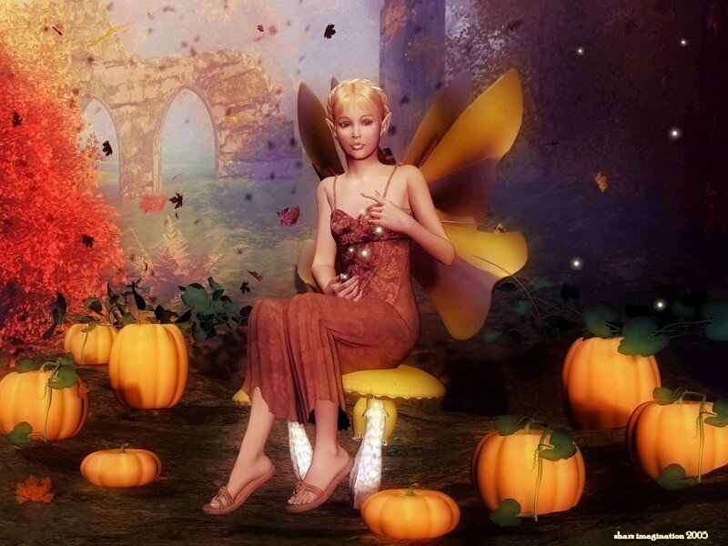 Fairy in autumn garden