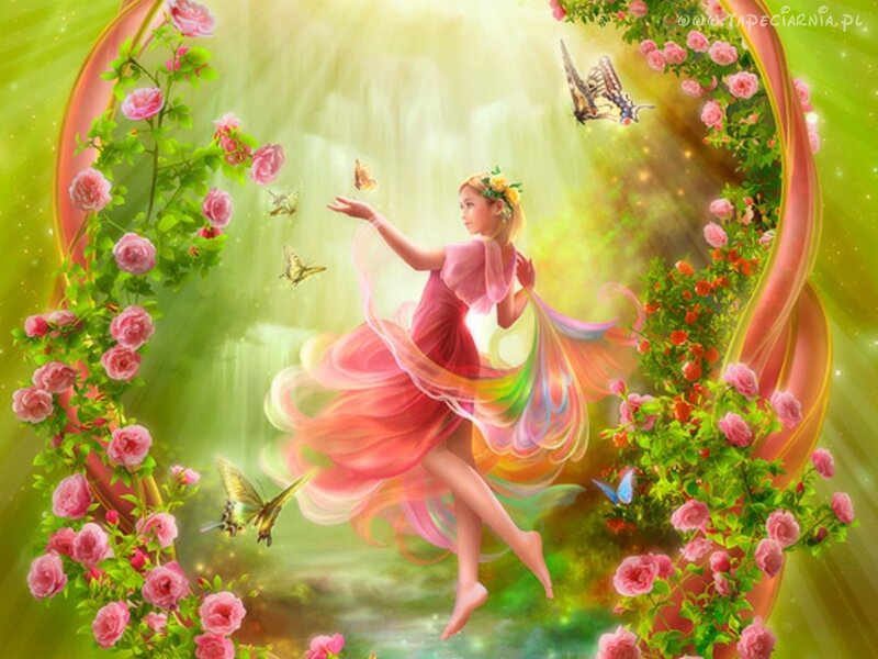 Fairy in Floral Arch — Green, Serene