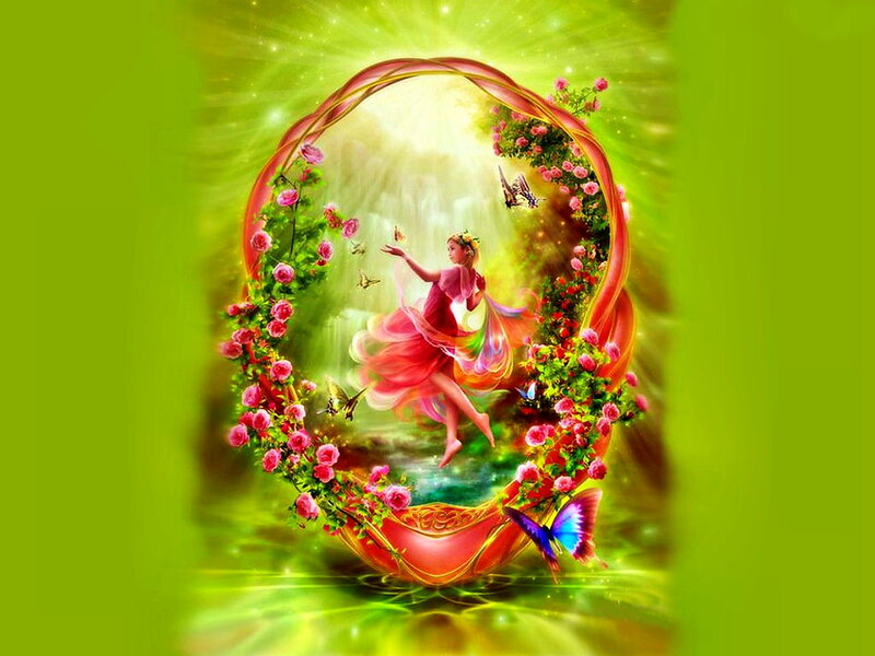 Fairy in Floral Arch — Green