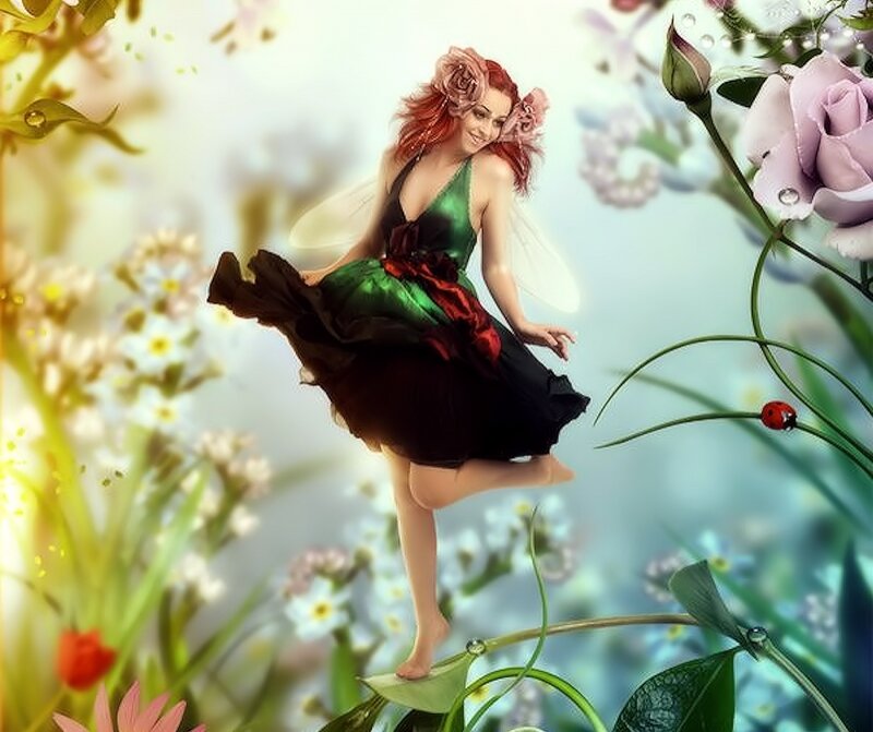 Fairy in Floral Garden