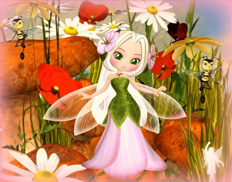 Fairy in Flower Garden — Pink
