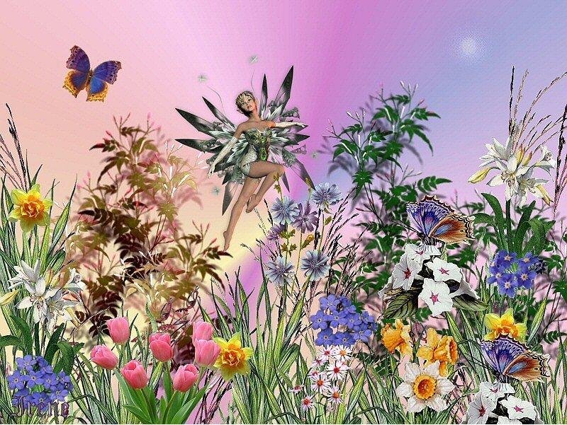 Fairy in Flower Garden — Pink, Whimsical