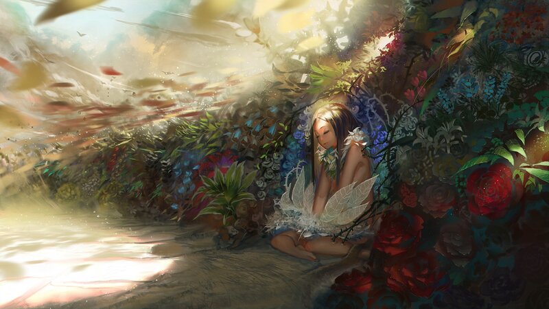Fairy in Flower Garden — Red