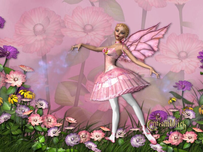 Fairy in Flower Garden