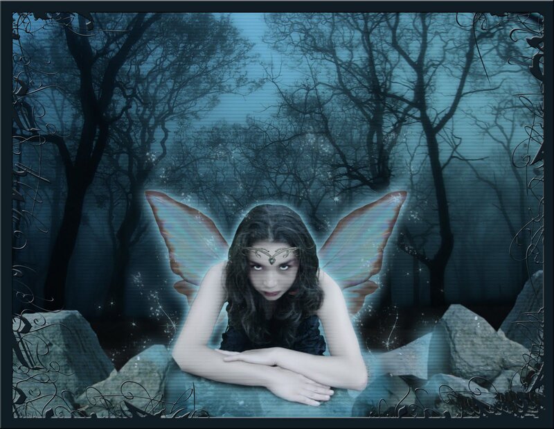 Fairy in Forest — Blue, Mysterious