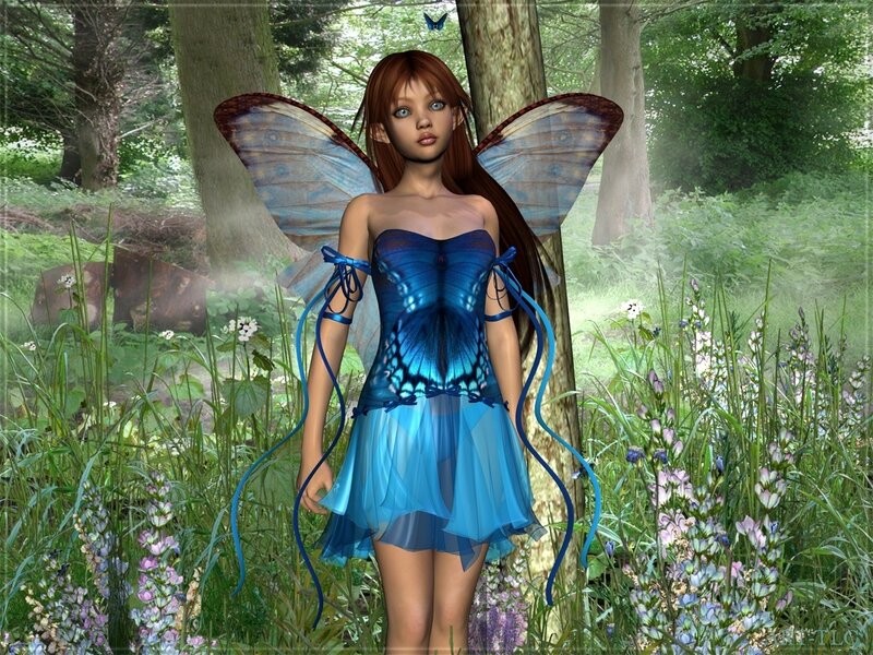 Fairy in Forest — Blue, Serene, Afternoon