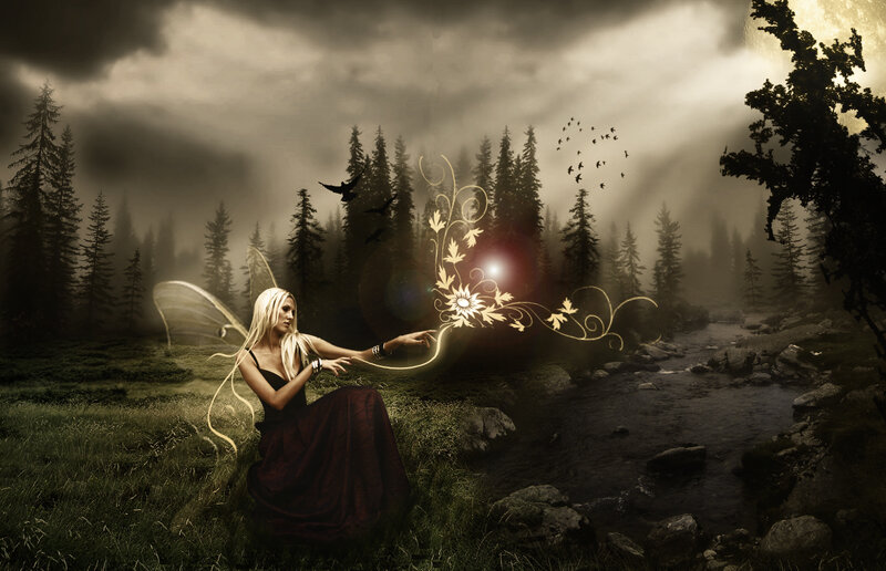 Fairy in Forest — Brown, Dramatic