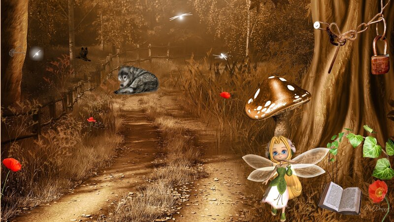 Fairy in Forest — Brown, Whimsical