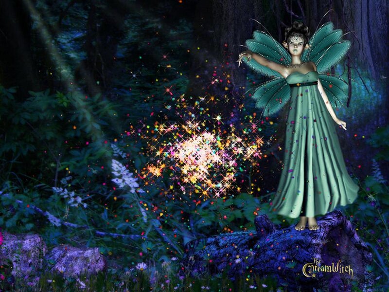Fairy in Forest — Green, Magical, Night