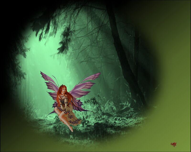 Fairy in Forest — Green, Mysterious