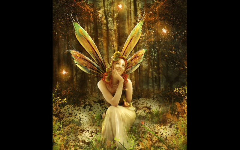 Fairy in Forest — Green, Serene, Autumn