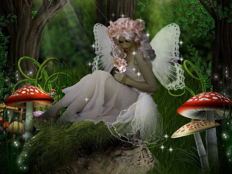 Fairy in Forest — Green, Serene, Digital Art