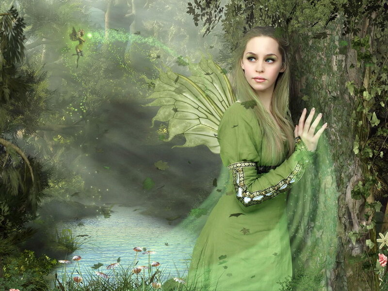 Fairy in Forest — Green, Serene, Morning