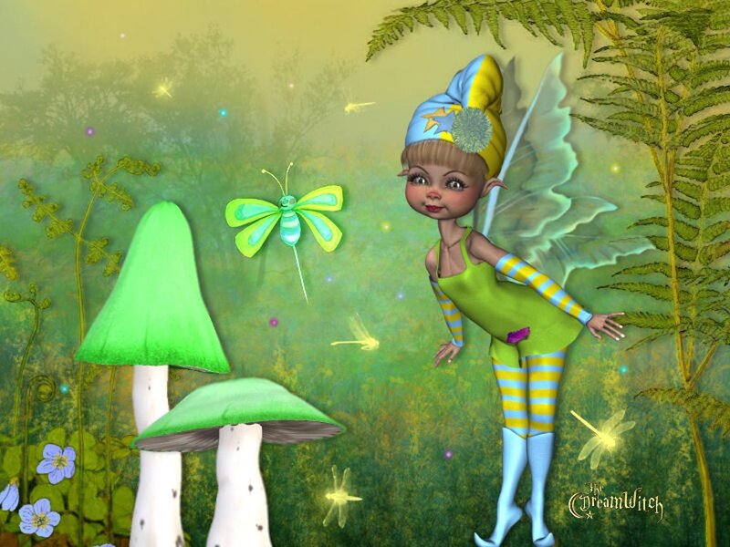 Fairy in Forest — Green, Whimsical