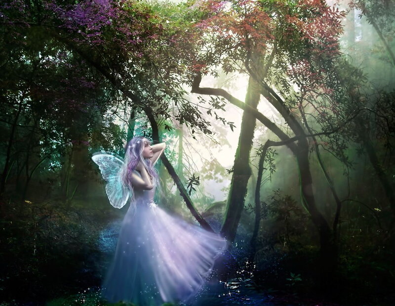 Fairy in Forest — Purple, Serene, Morning