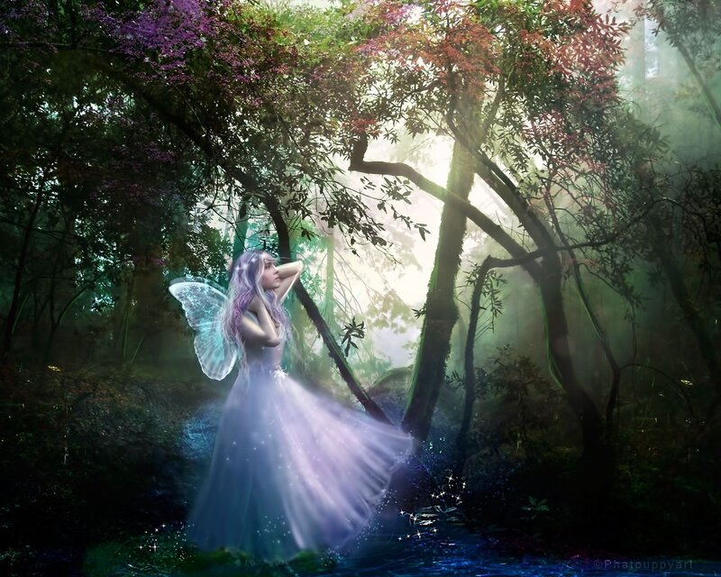 Fairy in Forest — Purple, Serene