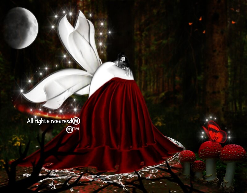 Fairy in Forest — Red, Mystical