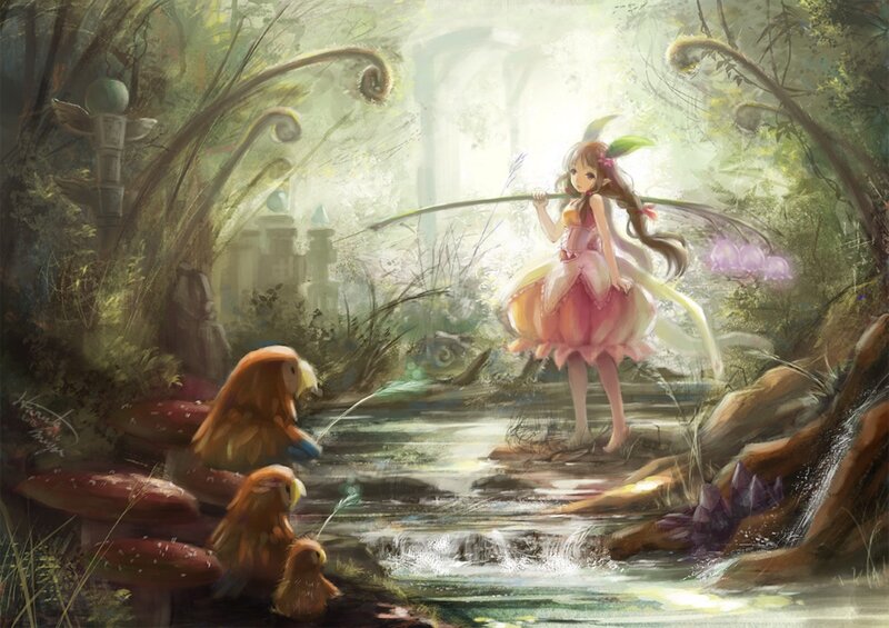 Fairy in Forest Stream — Green, Serene