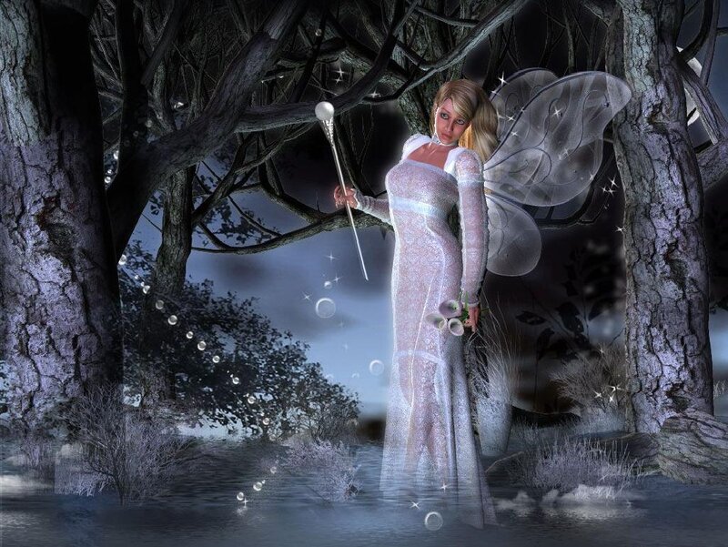 Fairy in Forest — White, Mystical