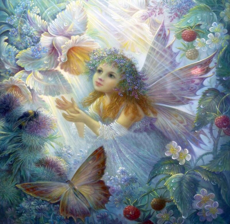 Fairy in Garden — Blue, Serene