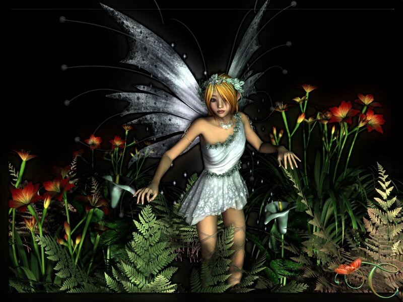 Fairy in Garden — Green, Mysterious