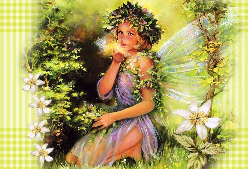 Fairy in Garden — Green, Serene