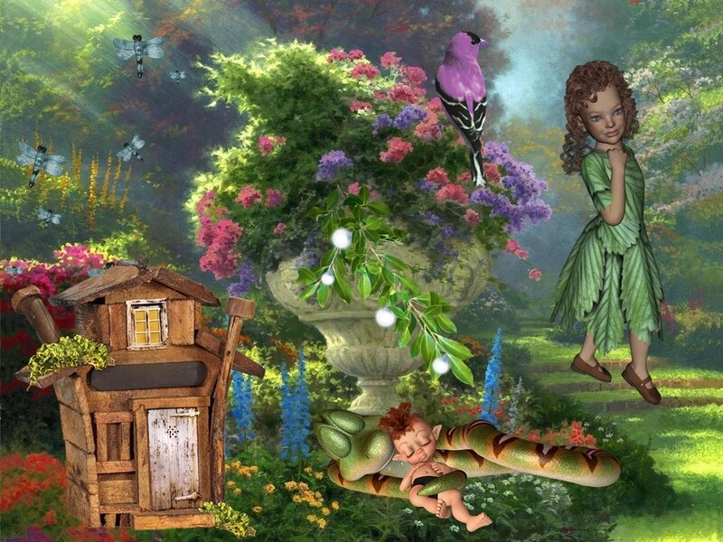 Fairy in Garden — Green