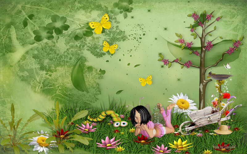 Fairy in Garden — Green, Whimsical, Spring