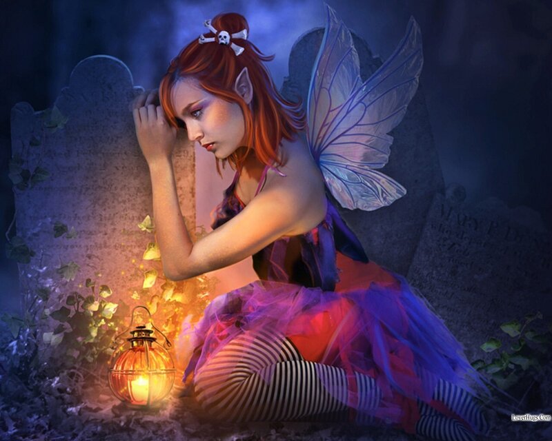 Fairy in Graveyard — Purple, Dramatic
