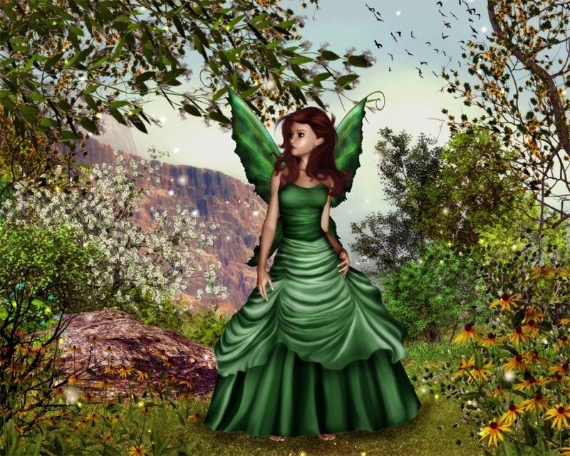 fairy in green dress