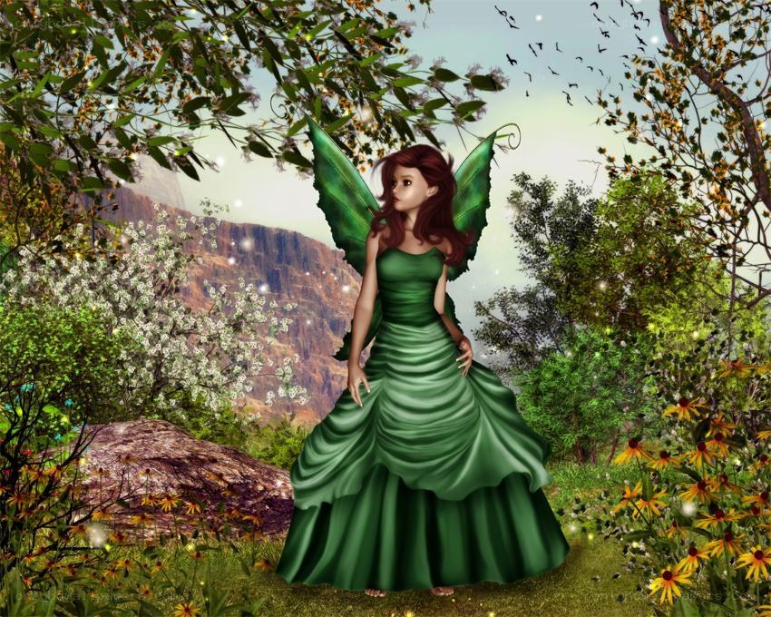 fairy in green dress