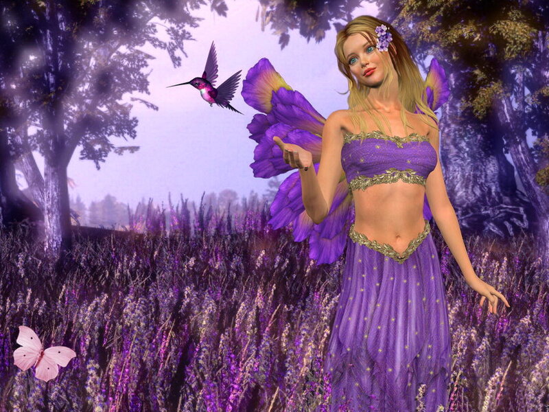 Fairy in Lavender Field — Purple, Serene